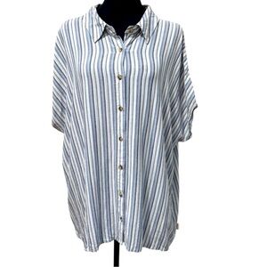 Magellan Outdoors Relaxed Shirt Blue Striped Button Down size XXL